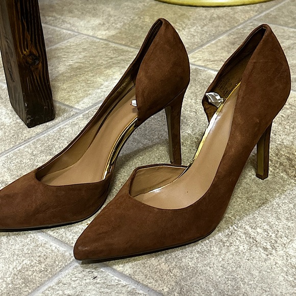 Shoes - Brown Faux Suede Heels